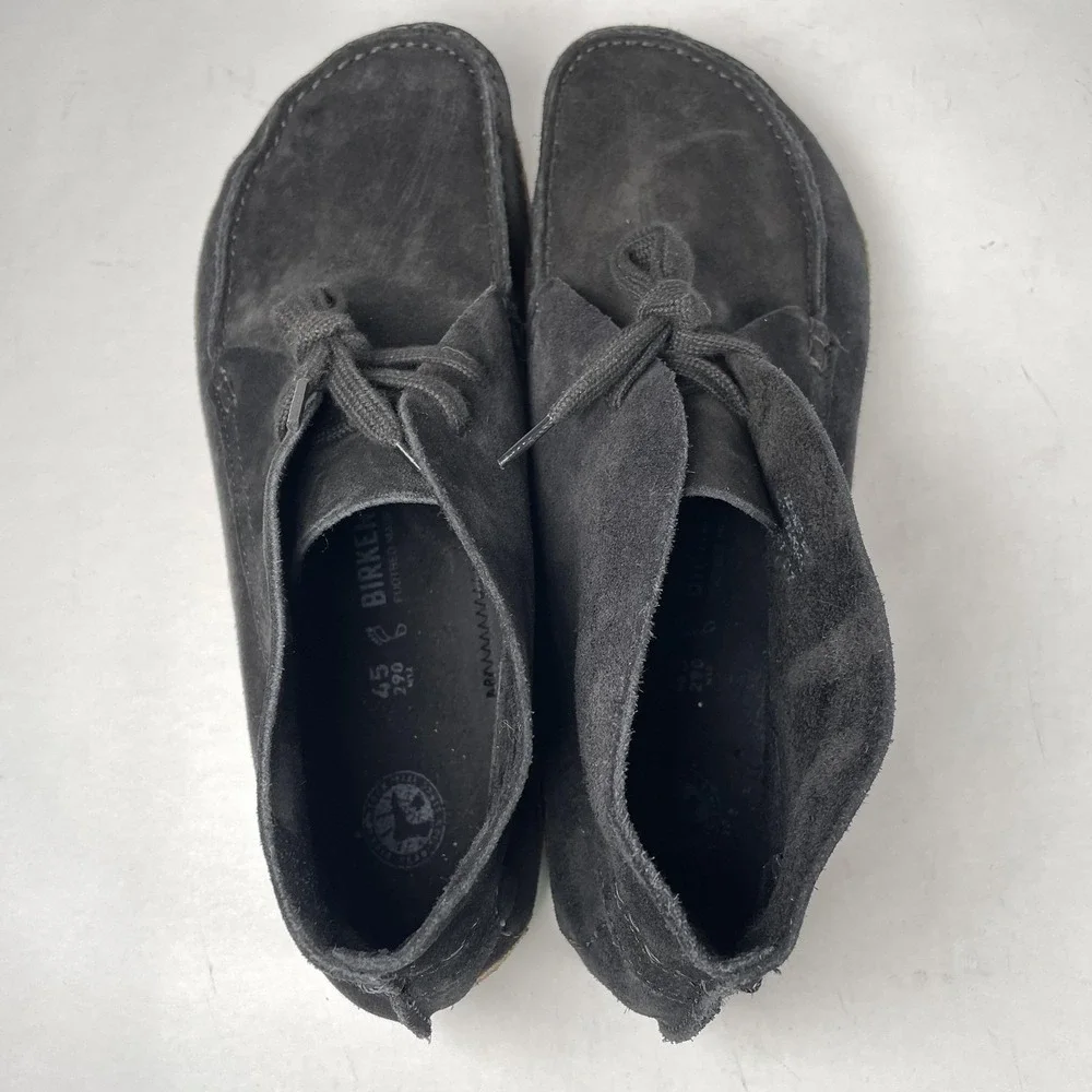 Birkenstock Maidan Chukka Boots Mens Size 12 Black Suede Moc Toe Cork Shoes